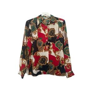Vintage Alfred Dunner Button Down Blouse Royal Top Size 14